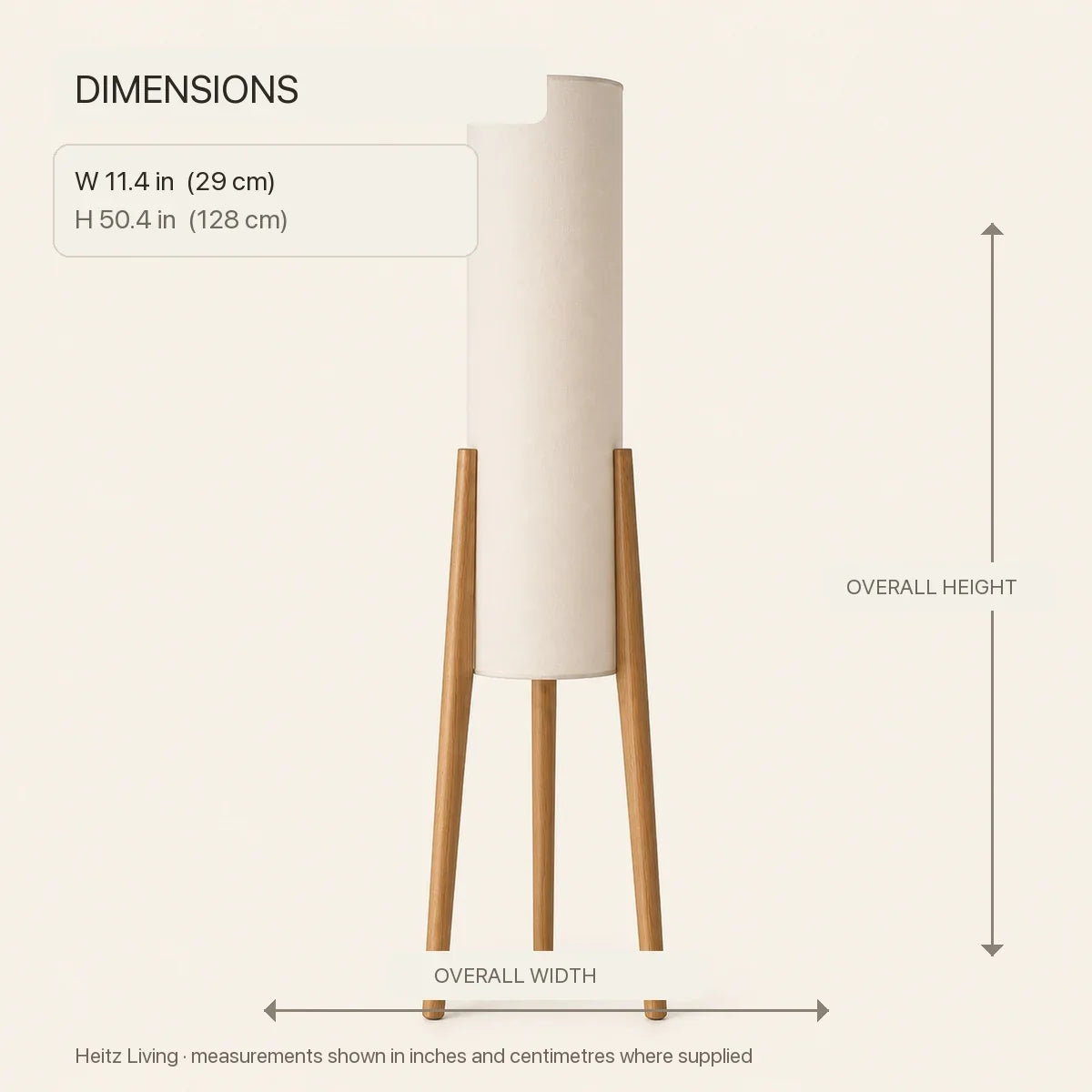 NordicWood | Stylish Modern Floor Lamp with Adjustable Tri-Color Lighting — illustrated size guide