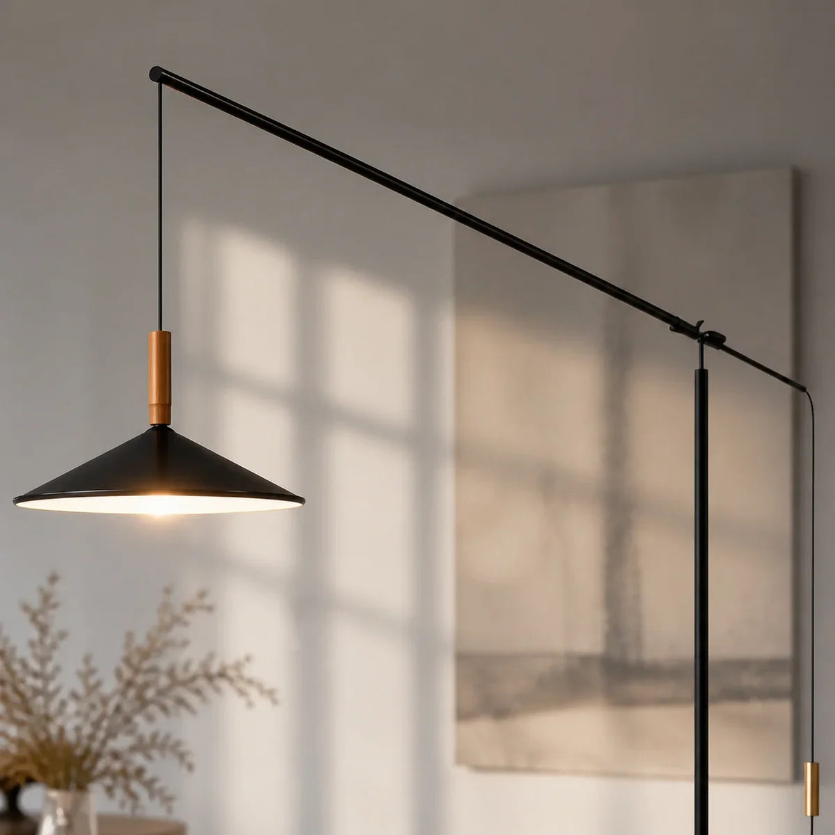 Nocturna | Sleek Modern Black Floor Lamp for Living Room Illumination — product view
