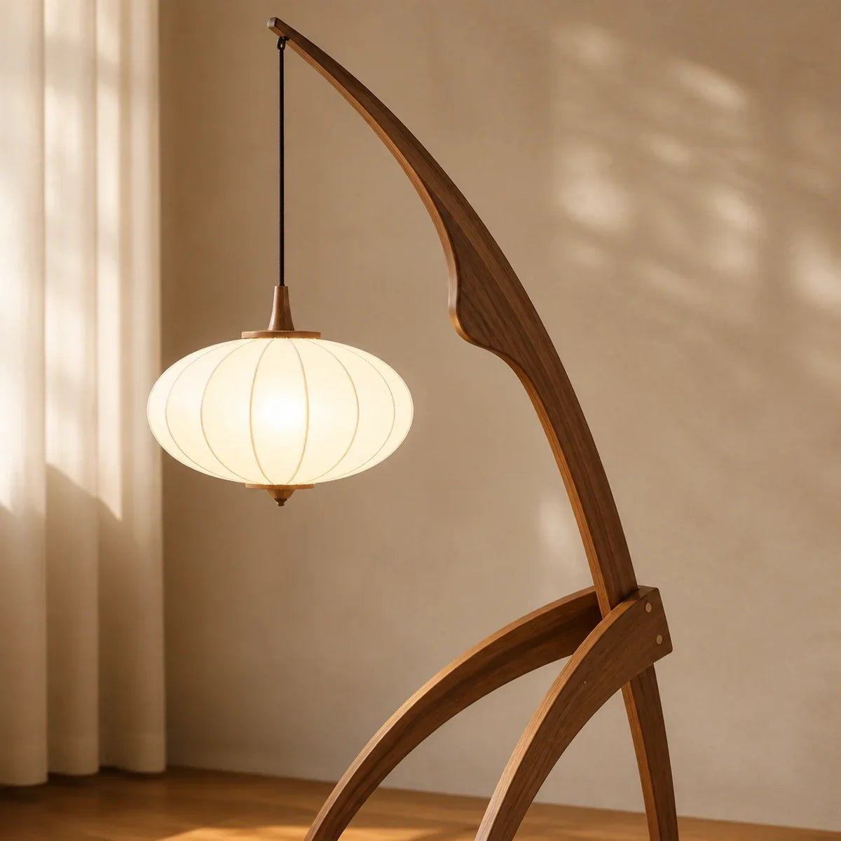 WalnutGlow | Elegant Modern Tripod Floor Lamp for Cozy Living Room Lighting — product view