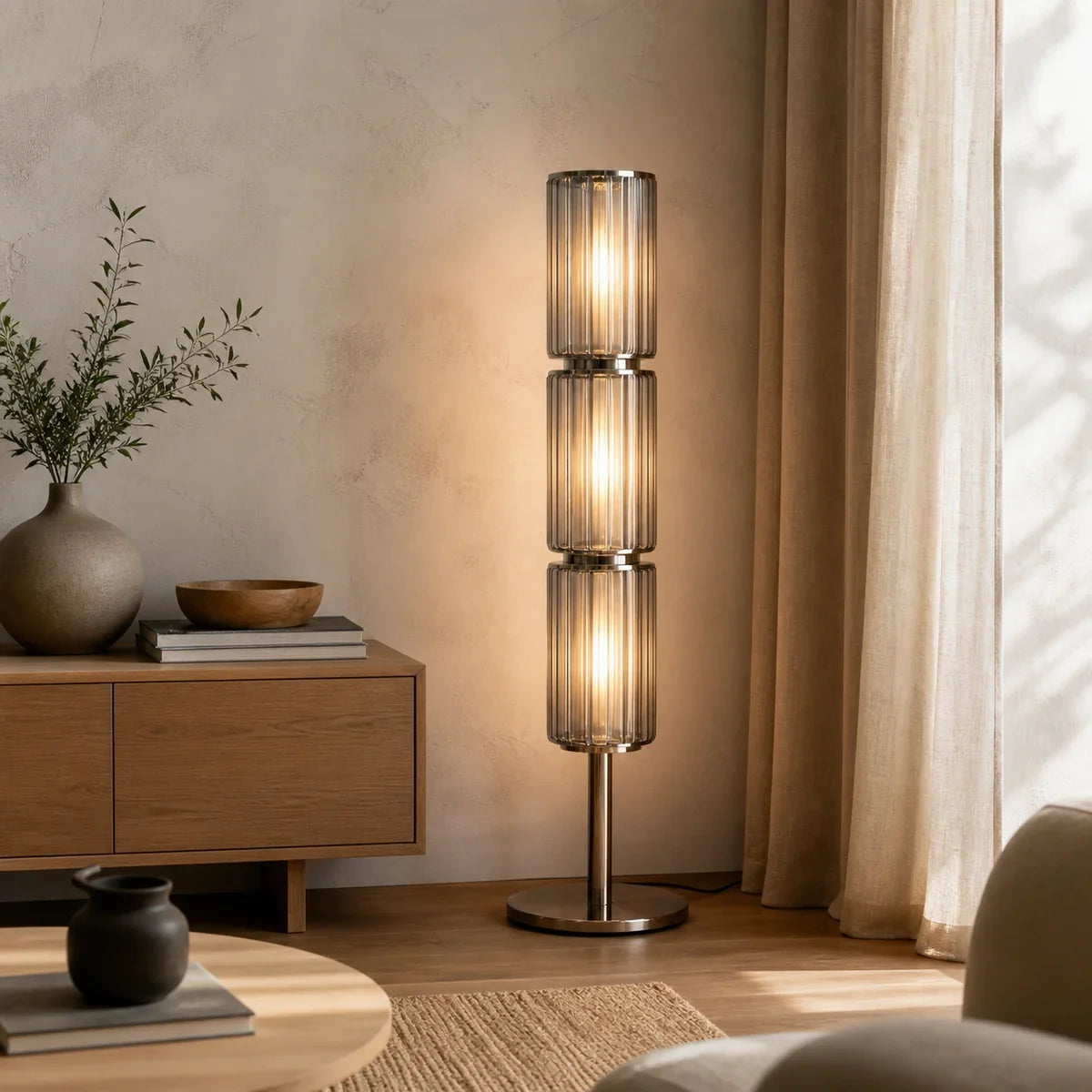 Dyrthem | Elegant Modern Aluminum Glass Standing Floor Lamp — product view