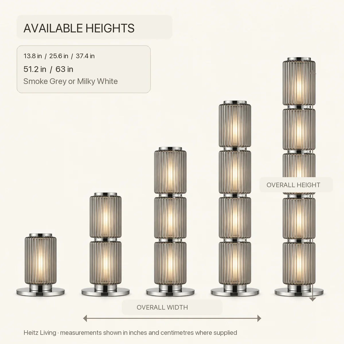 Dyrthem | Elegant Modern Aluminum Glass Standing Floor Lamp — illustrated size guide
