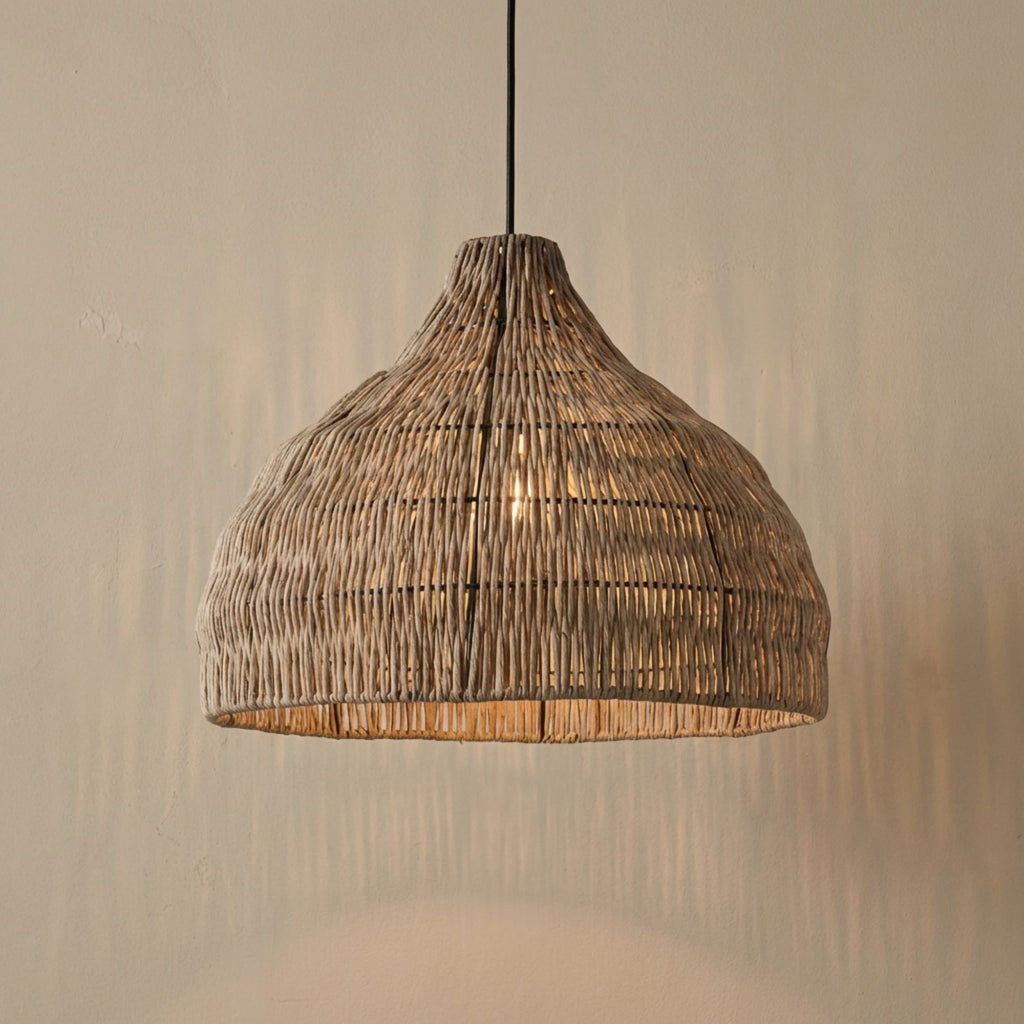 WickerGlow | Elegant Handwoven Rattan Pendant Light Fixture