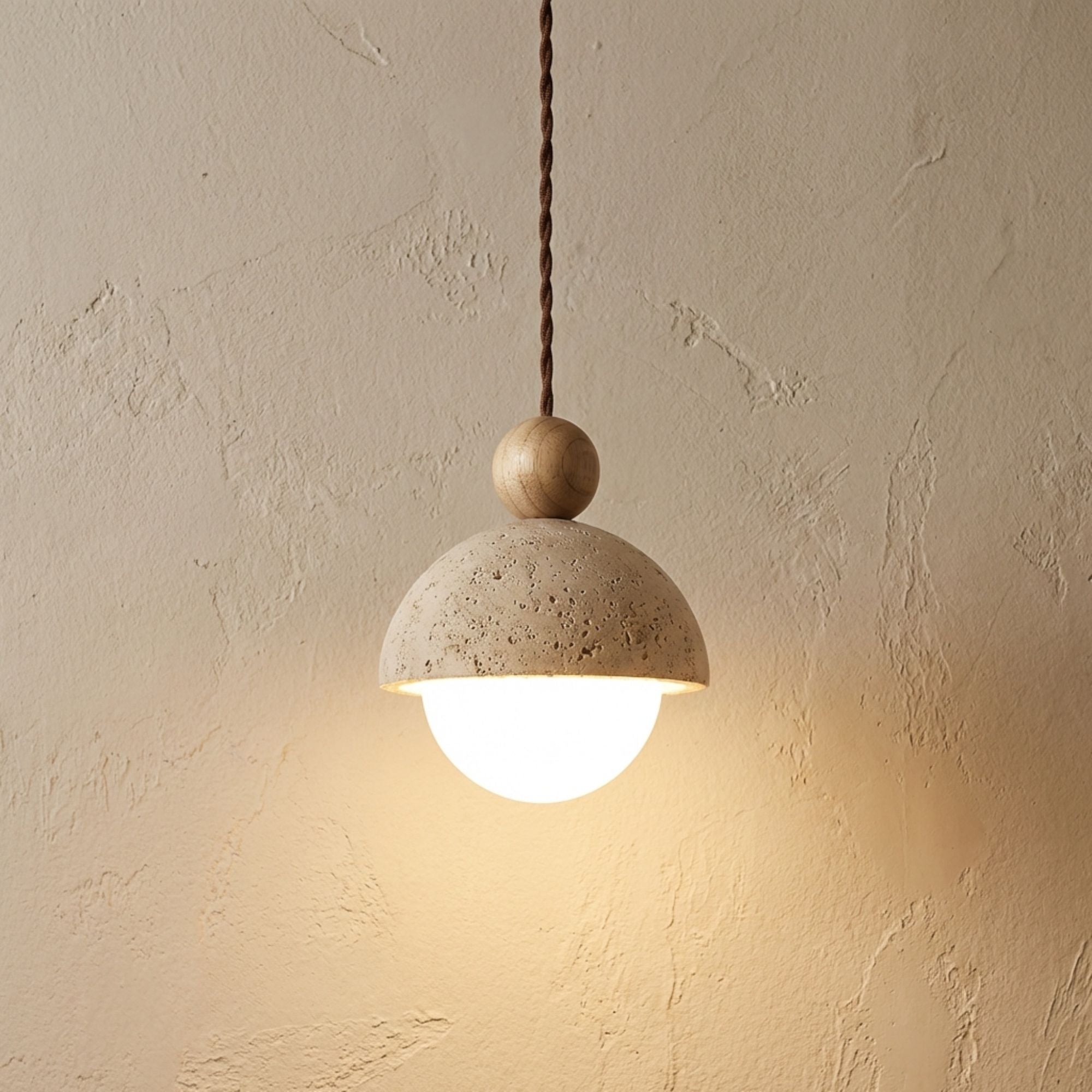 TravertineGlow | Elegant Minimalist Yellow Stone Pendant Light Fixture