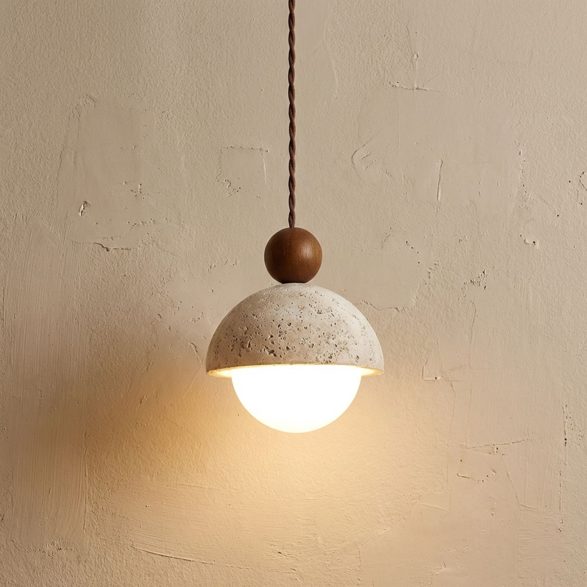 TravertineGlow | Elegant Minimalist Yellow Stone Pendant Light Fixture