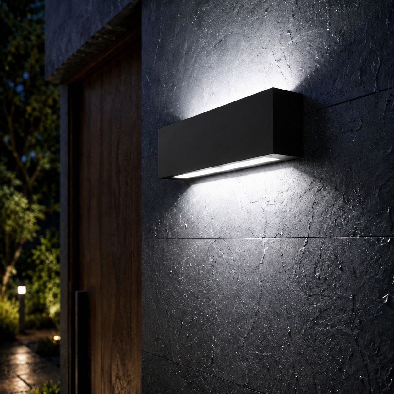 Up and down wall light, white 6000K, 24W black, no sensor