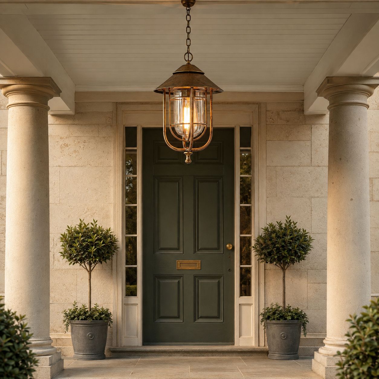 Caged Outdoor Pendant Light | Vintage Porch Lantern, Black or Bronze