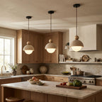 TravertineGlow | Elegant Minimalist Yellow Stone Pendant Light Fixture