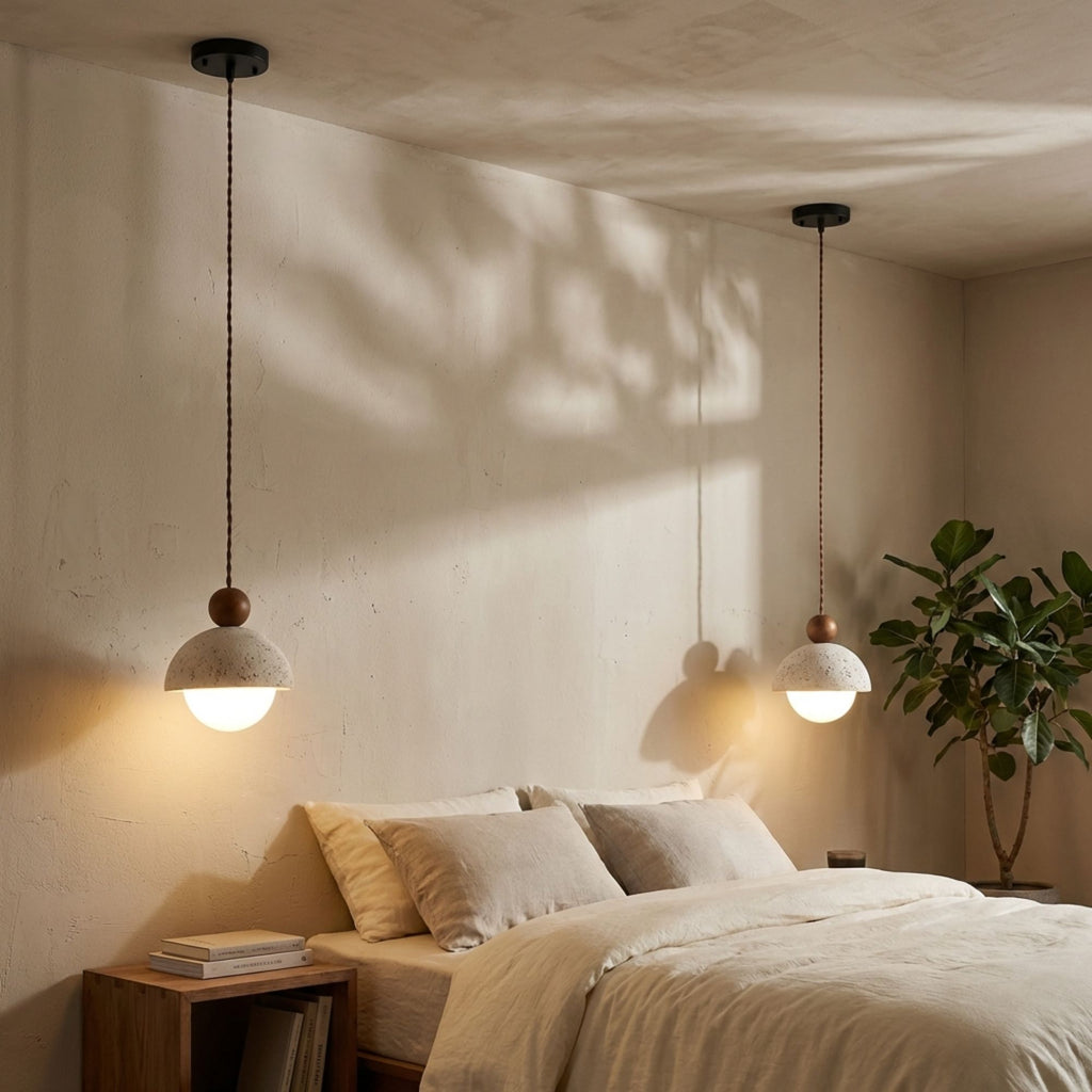 TravertineGlow | Elegant Minimalist Yellow Stone Pendant Light Fixture