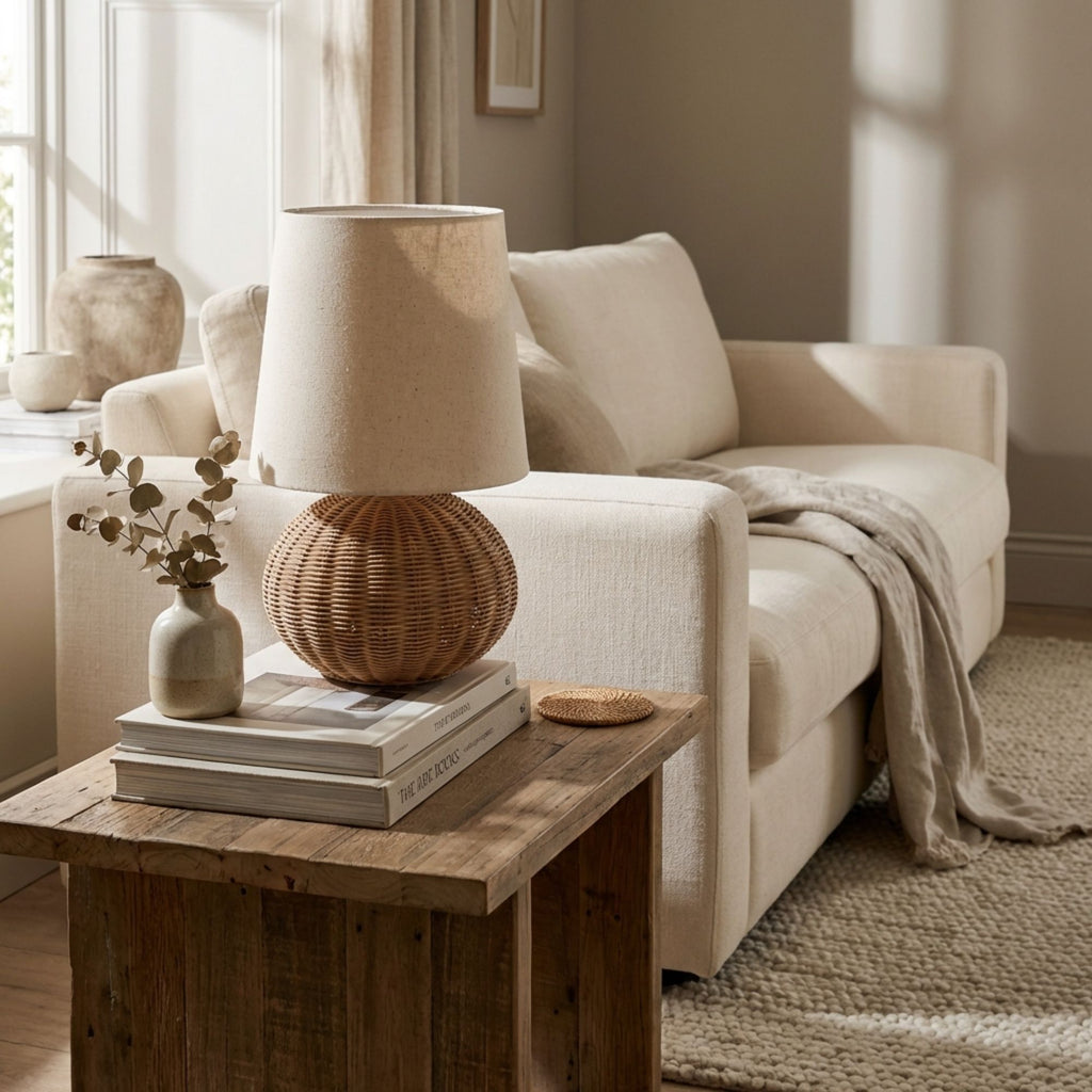 WabiSabi | Elegant Handcrafted Rattan Table Lamp for Bedroom & Living Room