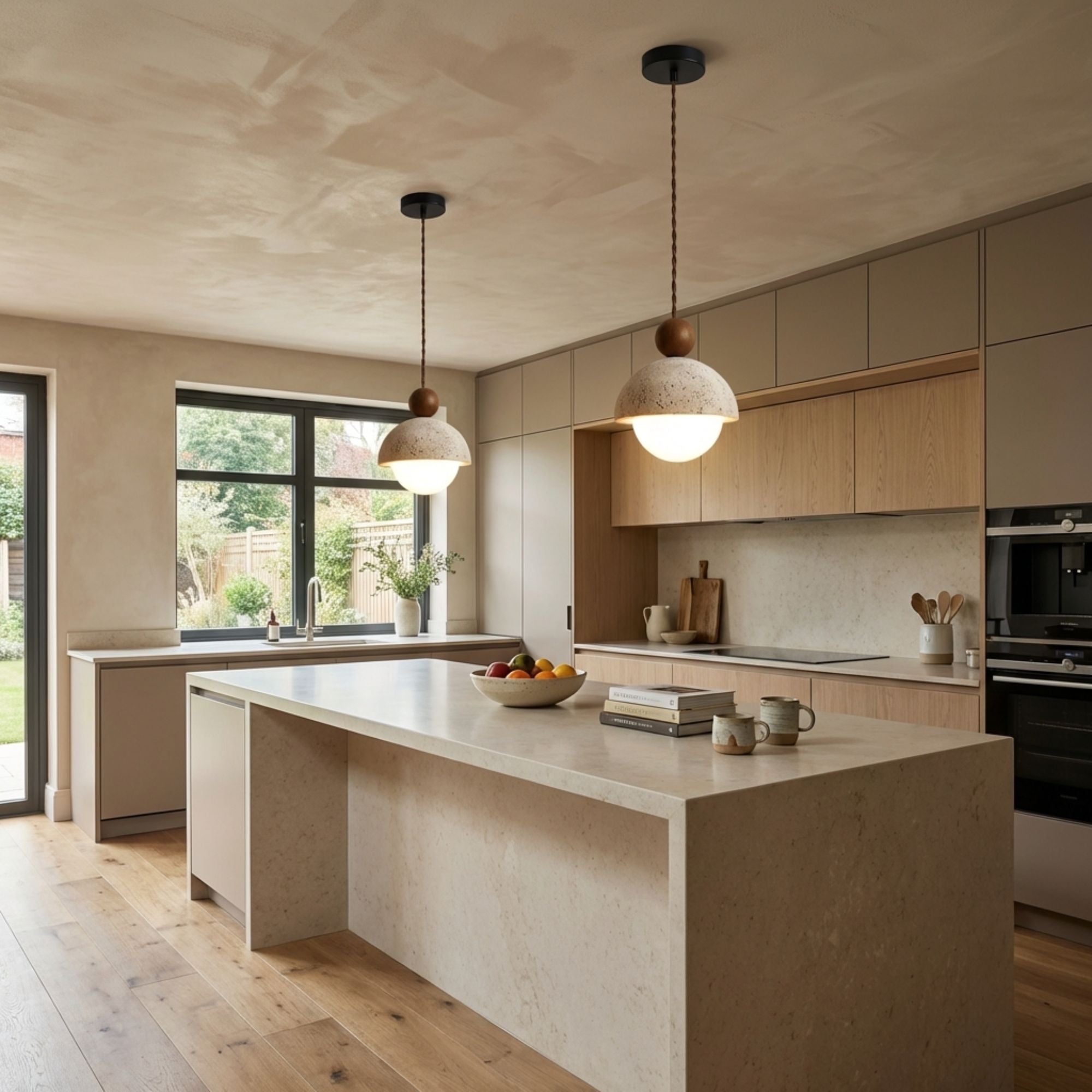 TravertineGlow | Elegant Minimalist Yellow Stone Pendant Light Fixture