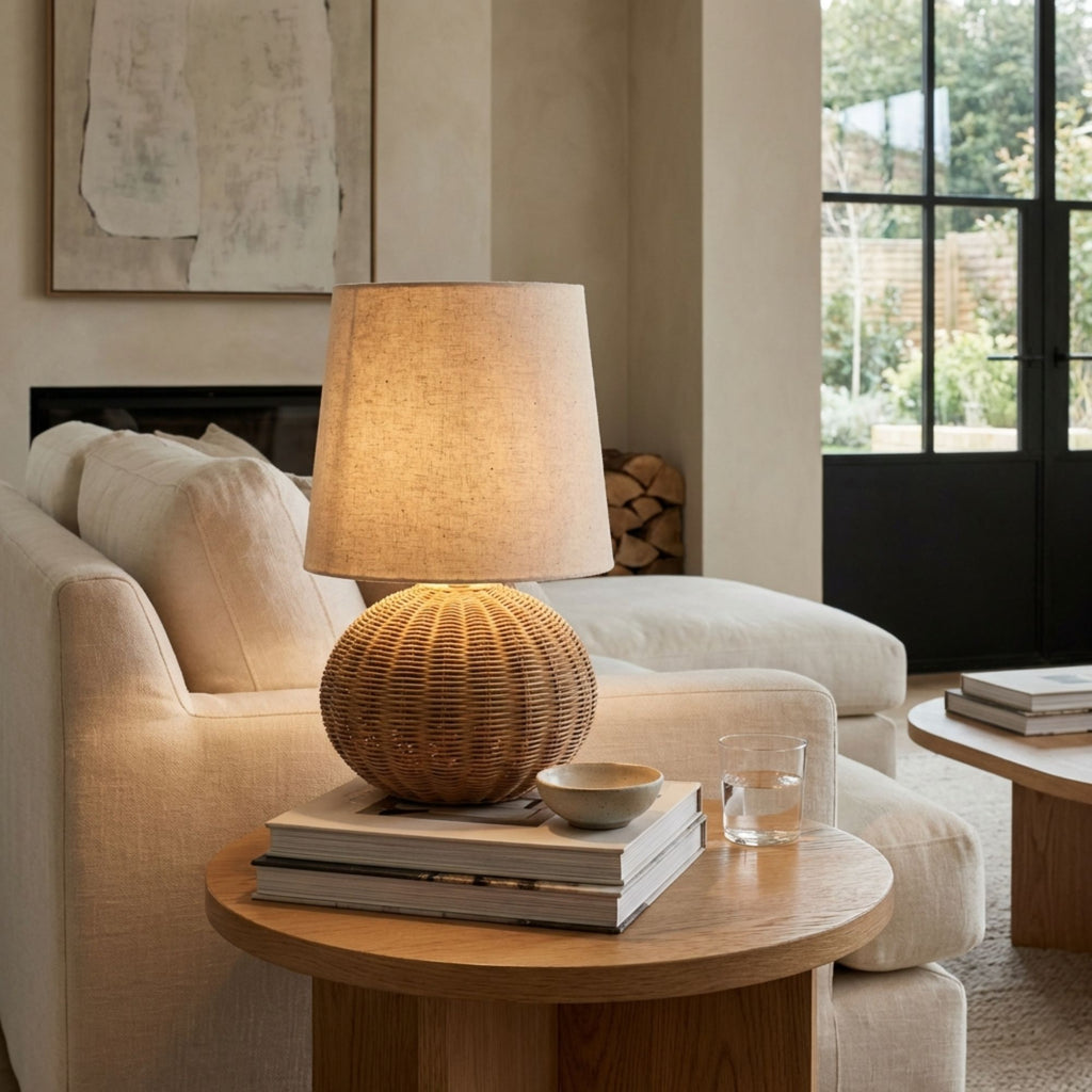 WabiSabi | Elegant Handcrafted Rattan Table Lamp for Bedroom & Living Room