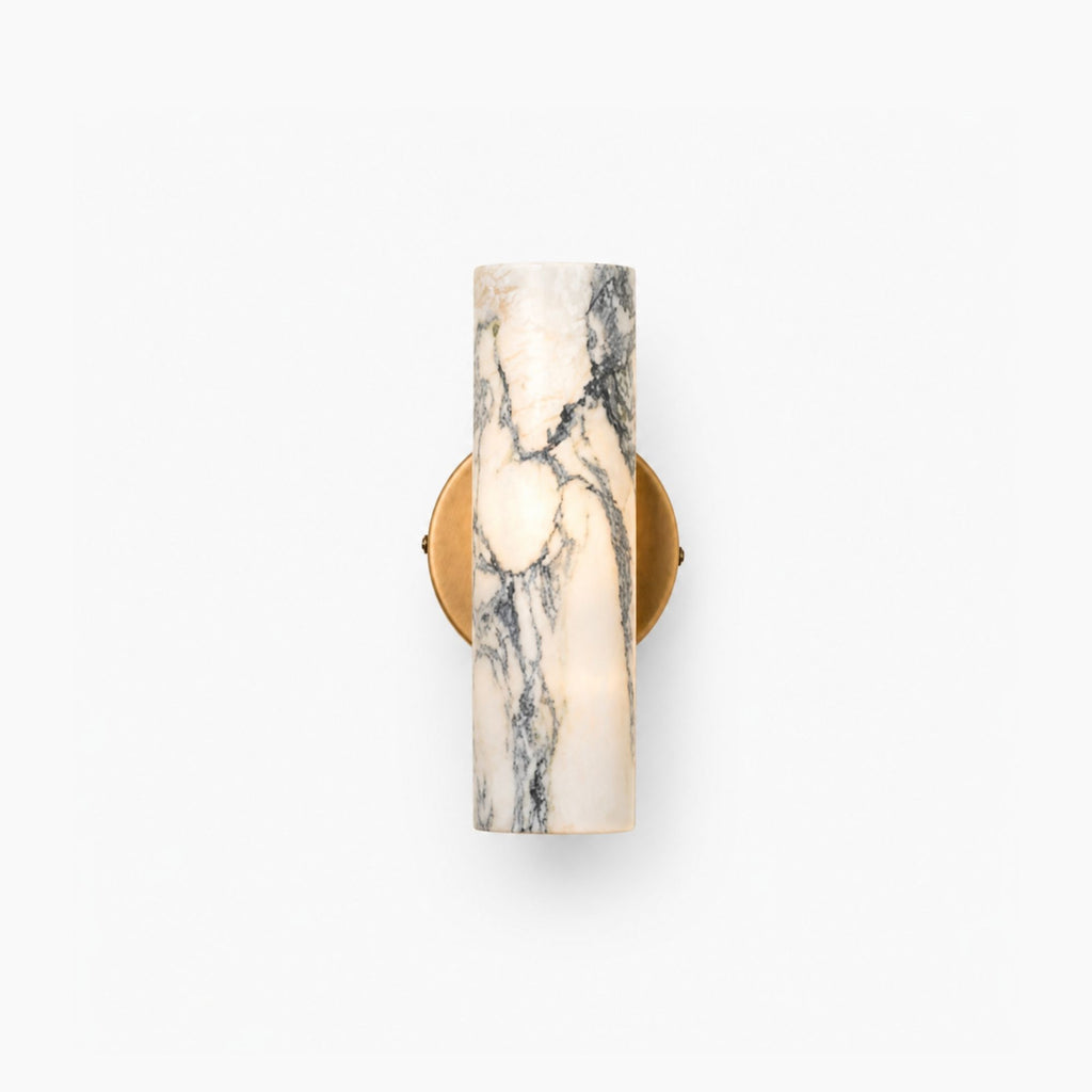 Marble wall lamp with brass mount in modern minimalist design