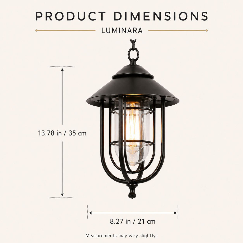 Caged Outdoor Pendant Light | Vintage Porch Lantern, Black or Bronze