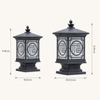 Size guide comparing the 40cm and 44cm tall lantern post caps