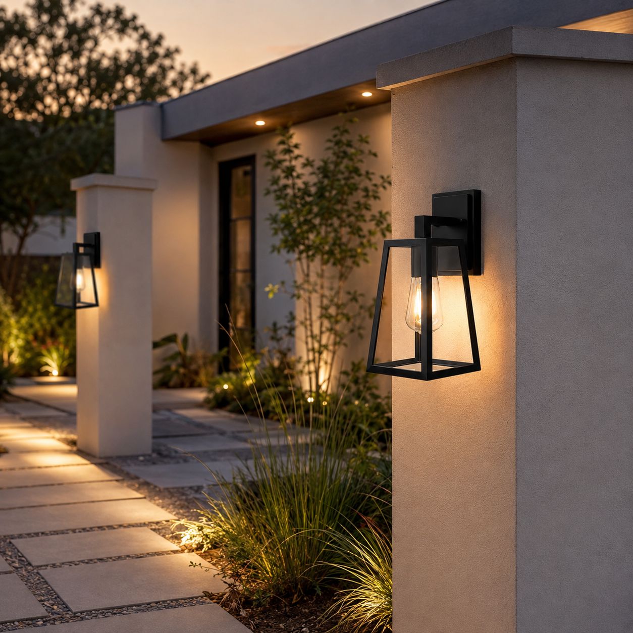 Tapered Outdoor Wall Lantern | Glass or Acrylic, E27 Porch Light