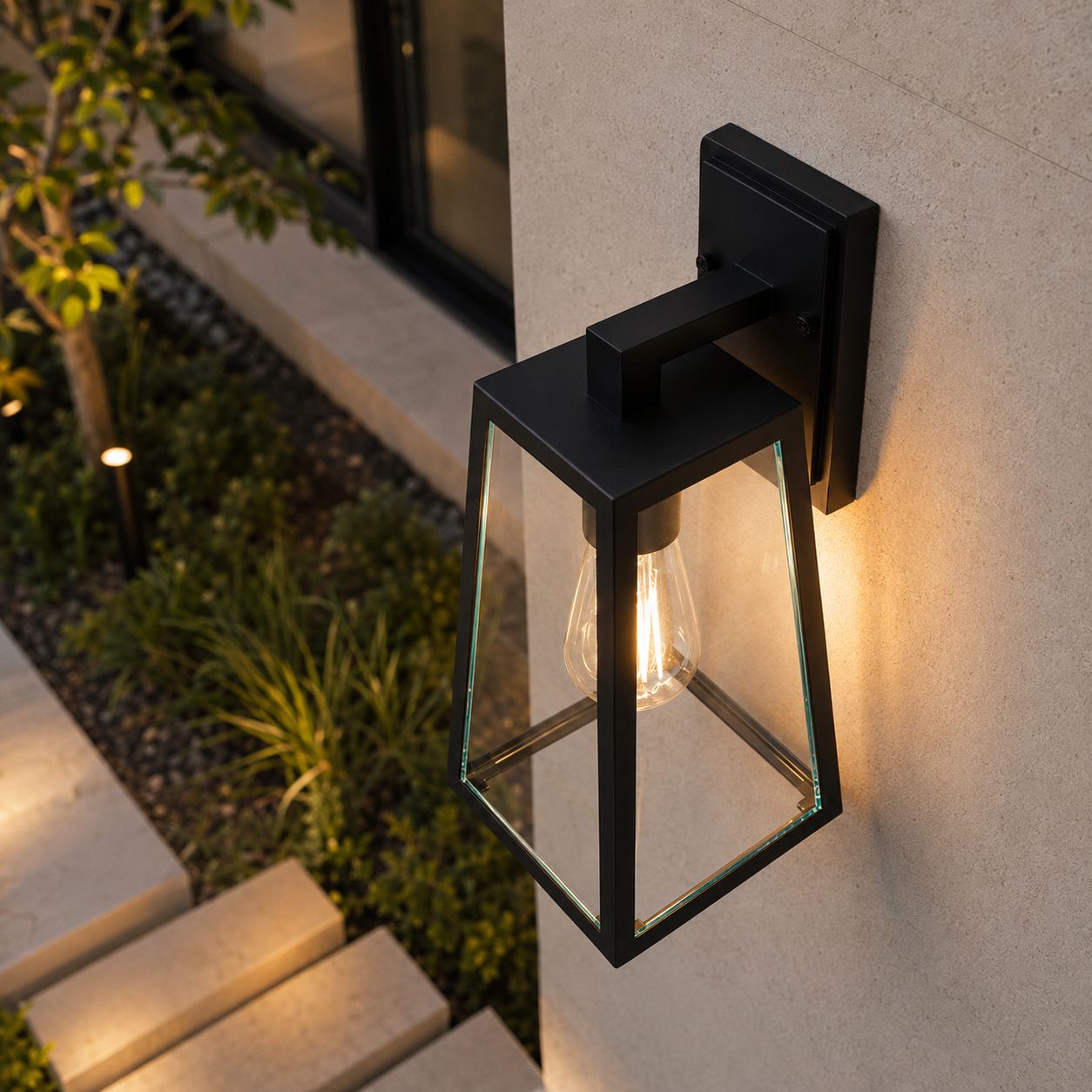 Tapered Outdoor Wall Lantern | Glass or Acrylic, E27 Porch Light