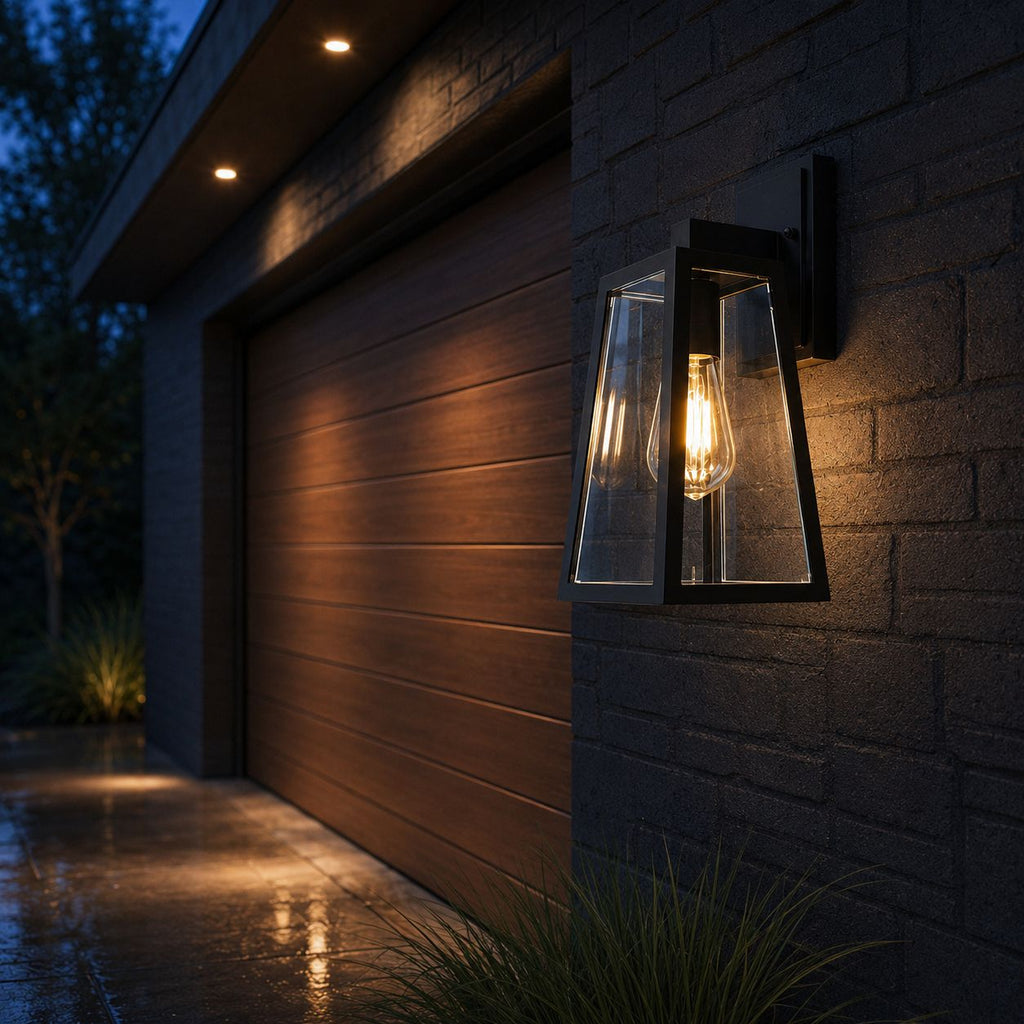 Tapered Outdoor Wall Lantern | Glass or Acrylic, E27 Porch Light