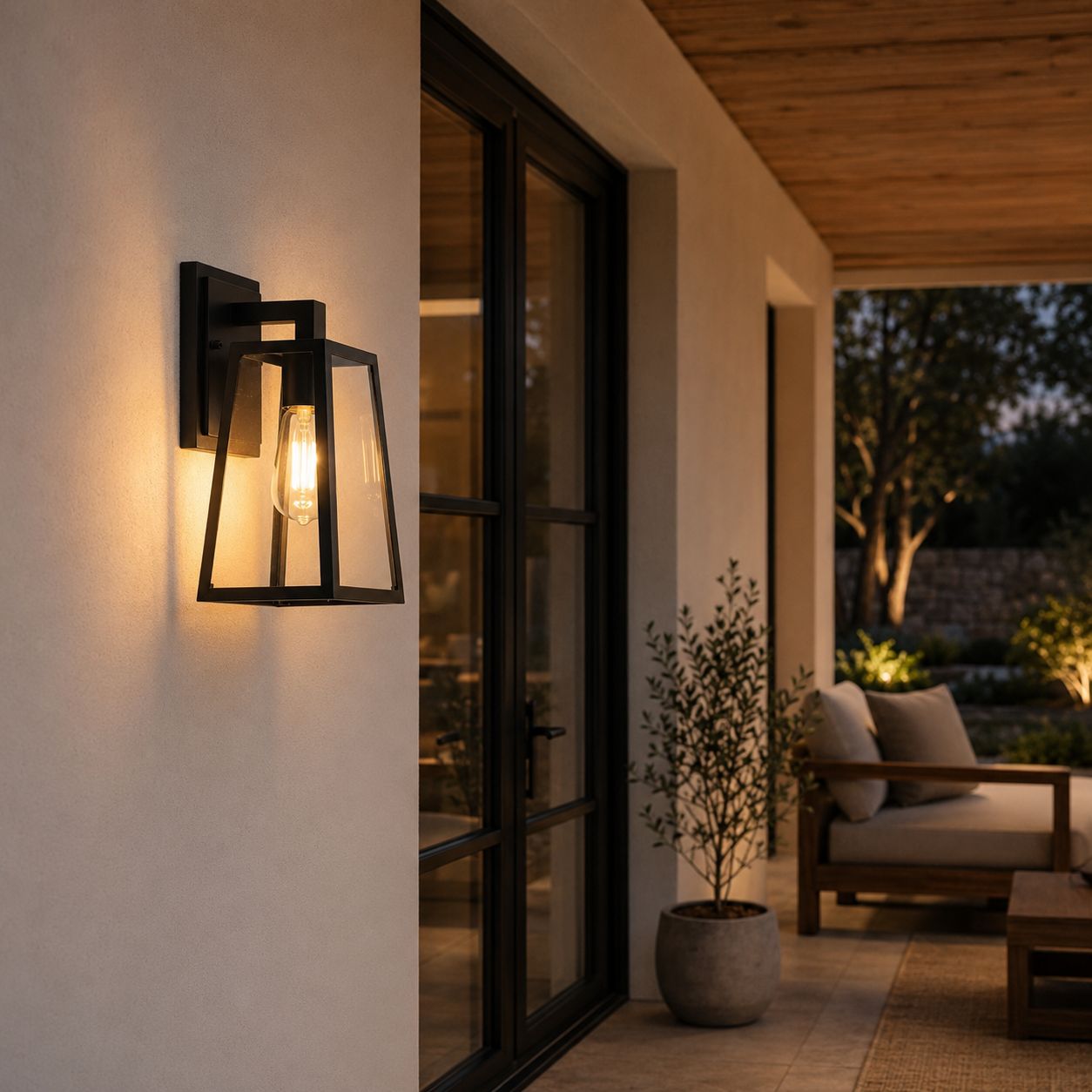 Tapered Outdoor Wall Lantern | Glass or Acrylic, E27 Porch Light