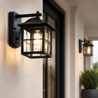 AluminaGlow | Elegant Durable Outdoor Wall Sconce with Glass Shade 0