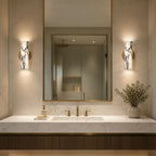 Marble wall lamps for bathroom mirror with warm ambient lighting