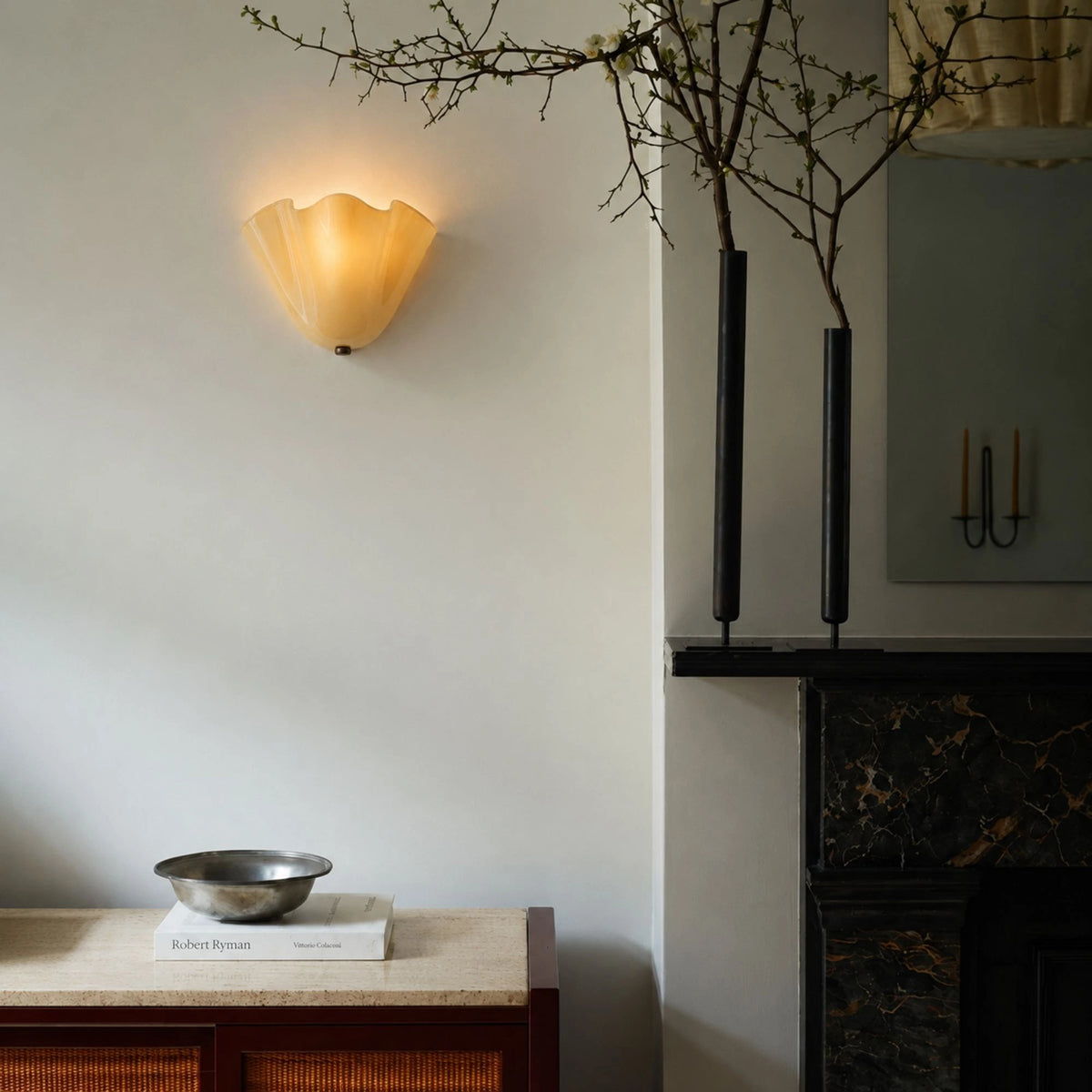 LuminaraShell | Elegant Vintage Stained Glass Wall Sconce Light