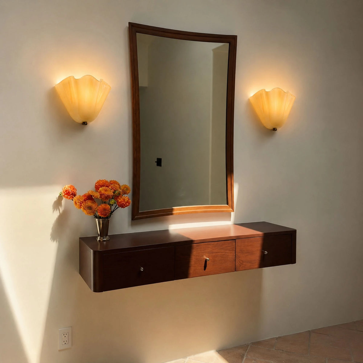LuminaraShell | Elegant Vintage Stained Glass Wall Sconce Light