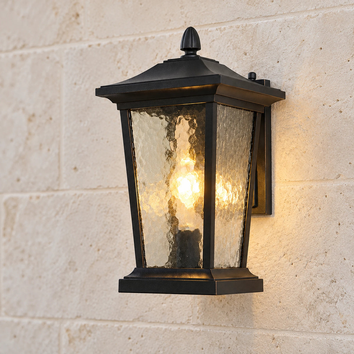 Bramwell | Industrial Outdoor Wall Lantern with Clear or Water-Pattern Glass and E26/E27 Bulb