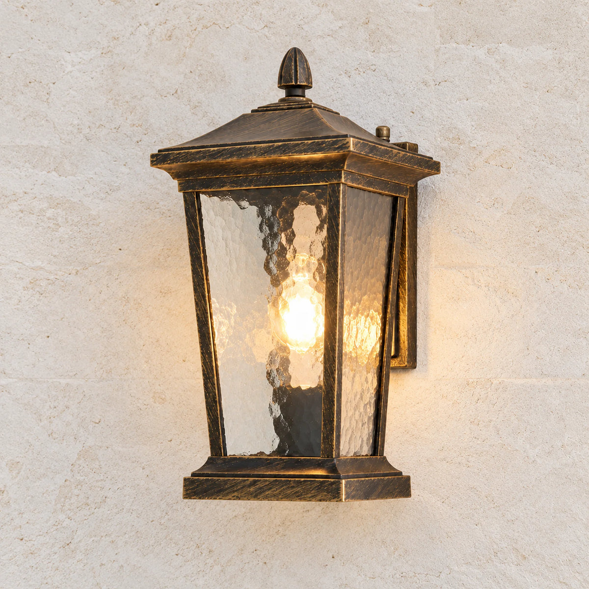 Bramwell | Industrial Outdoor Wall Lantern with Clear or Water-Pattern Glass and E26/E27 Bulb