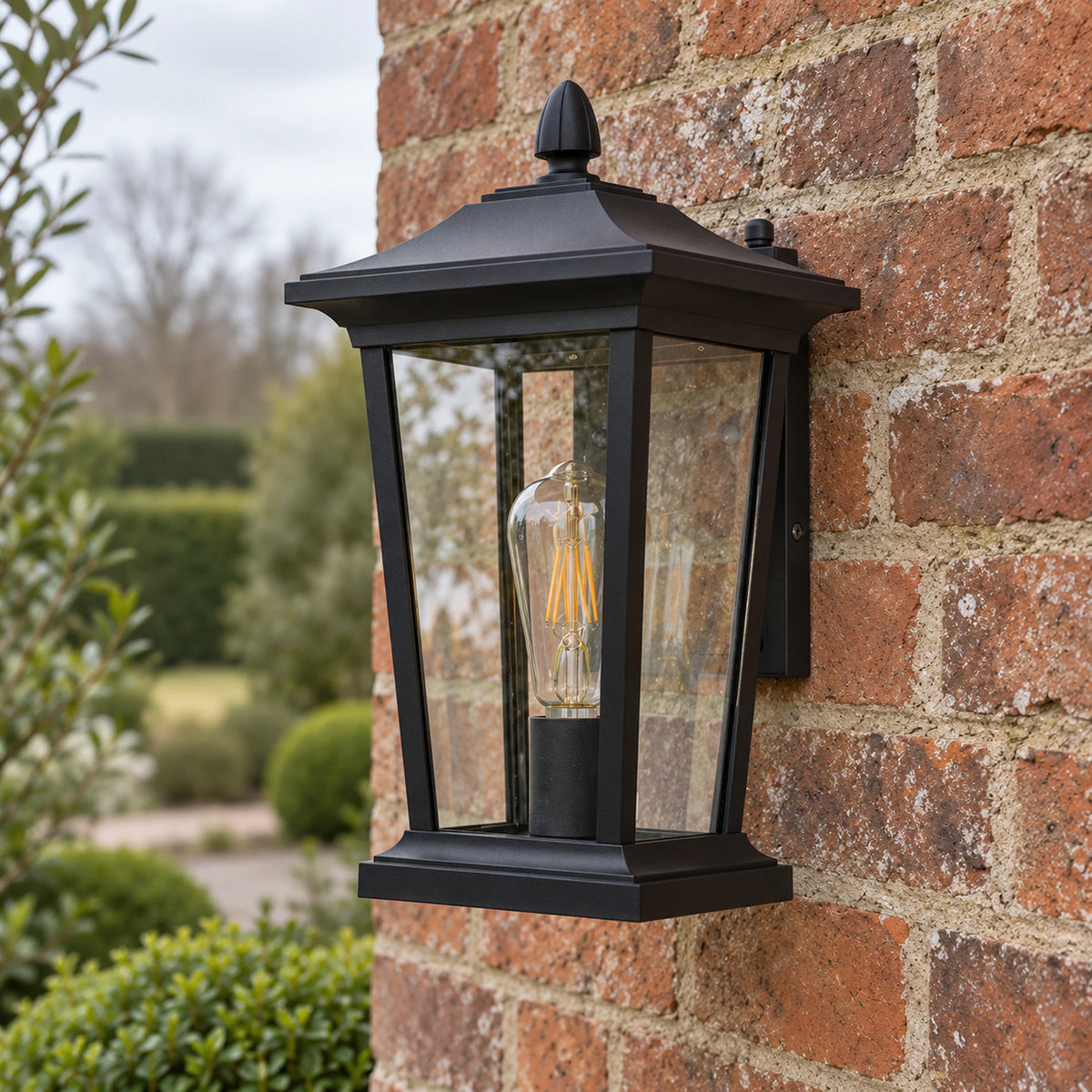 Bramwell | Industrial Outdoor Wall Lantern with Clear or Water-Pattern Glass and E26/E27 Bulb