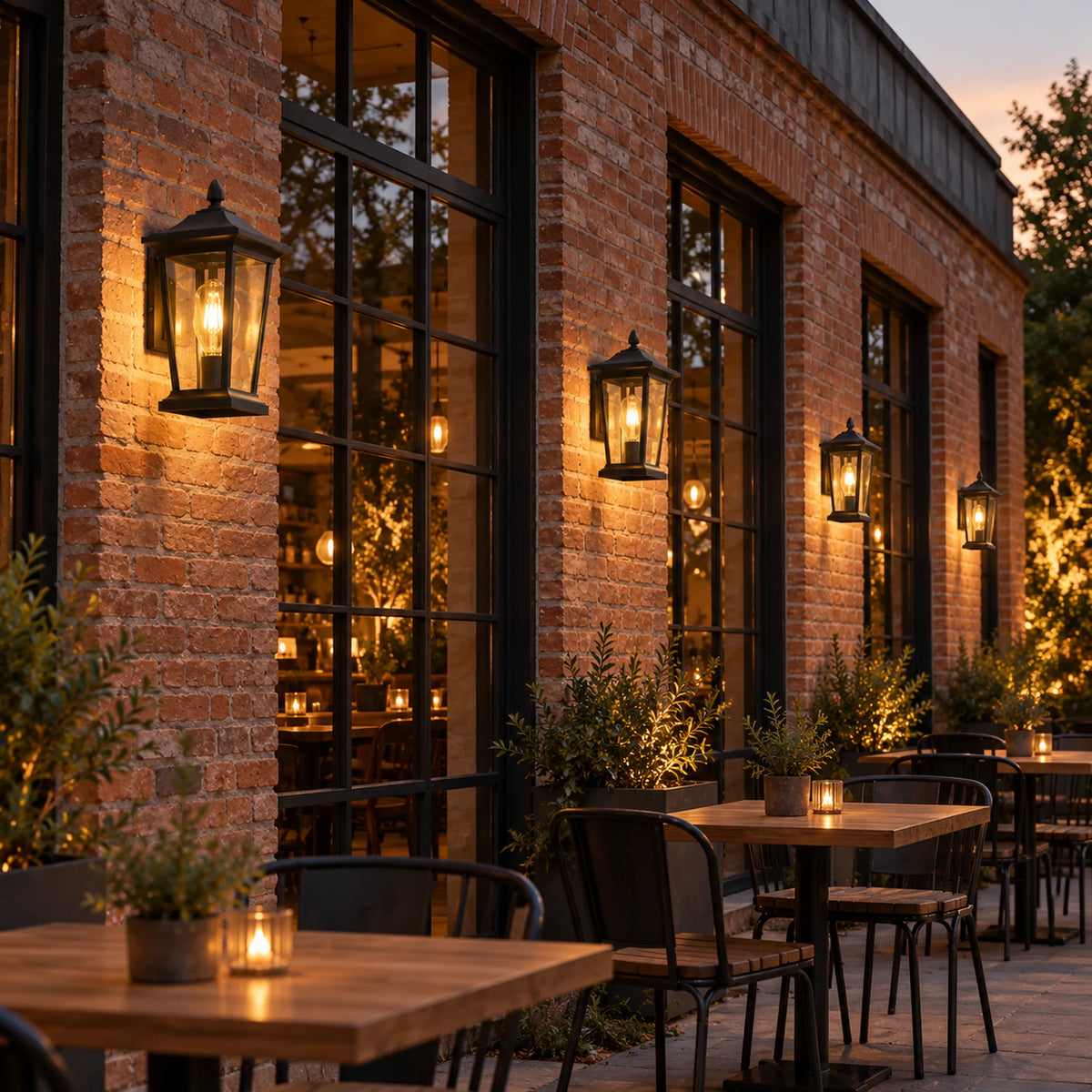 Bramwell | Industrial Outdoor Wall Lantern with Clear or Water-Pattern Glass and E26/E27 Bulb