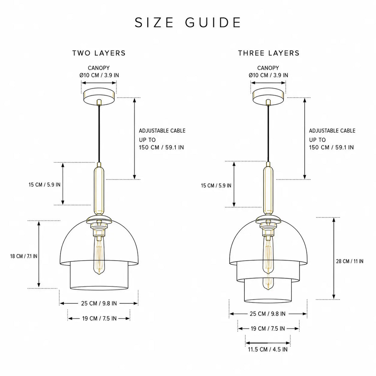 ChampagneGlow | Elegant Adjustable Glass Pendant Lighting with Brass Accents