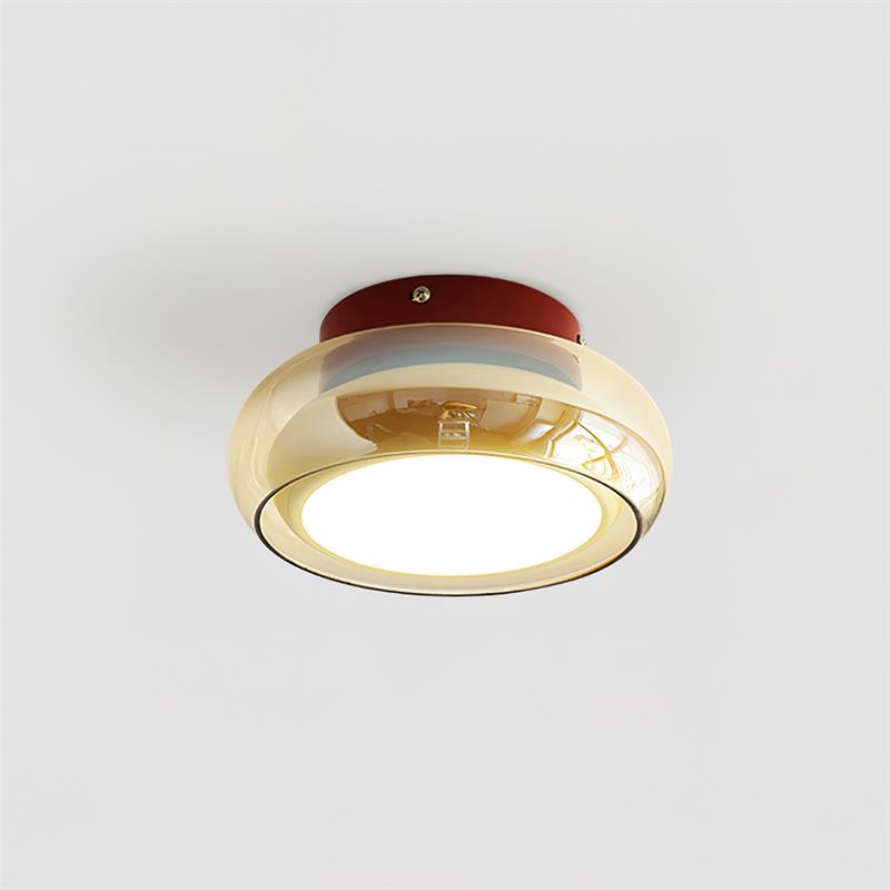 CognacGlow | Elegant Retro Flush Mount Ceiling Light with Glass Shade 0