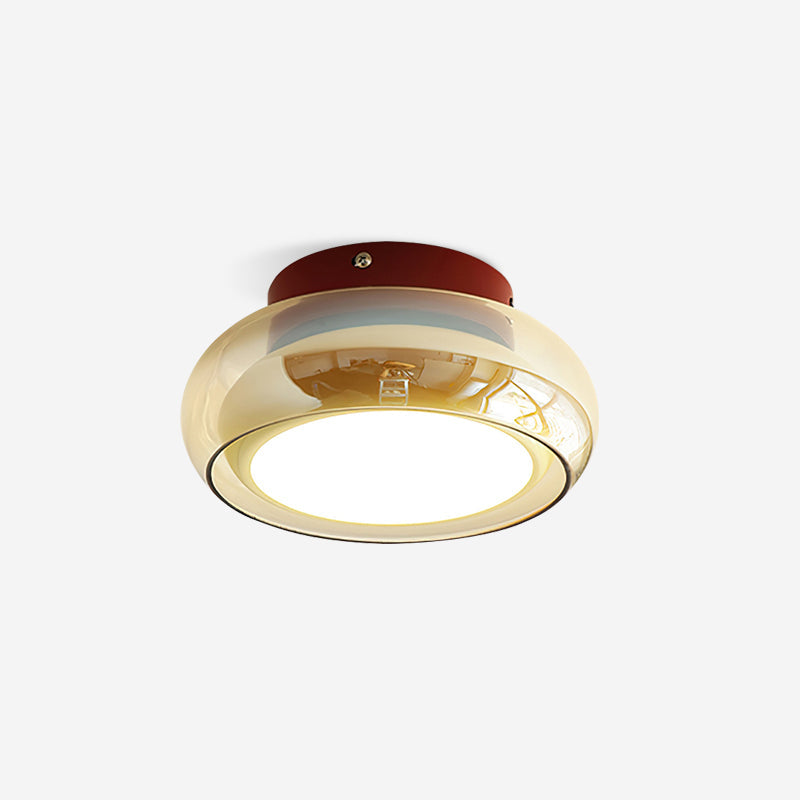 CognacGlow | Elegant Retro Flush Mount Ceiling Light with Glass Shade 1