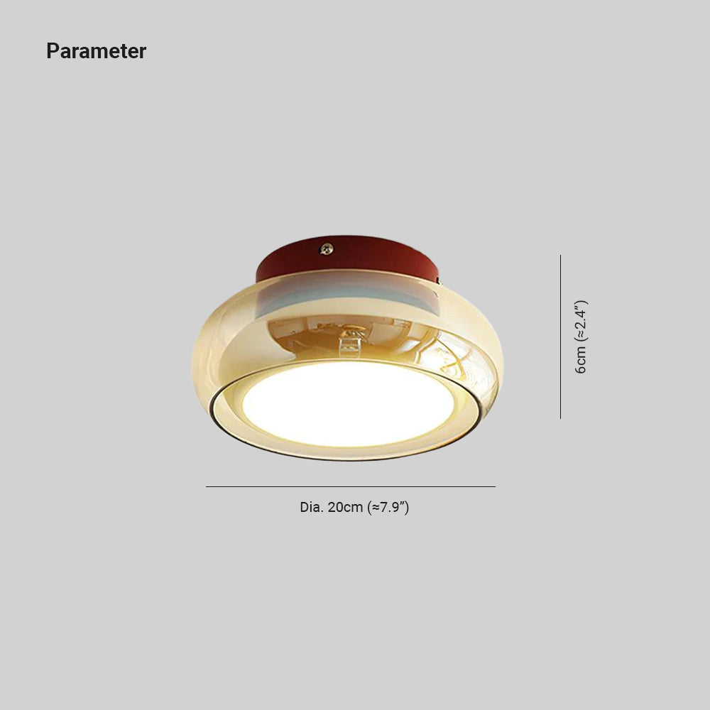 CognacGlow | Elegant Retro Flush Mount Ceiling Light with Glass Shade 3