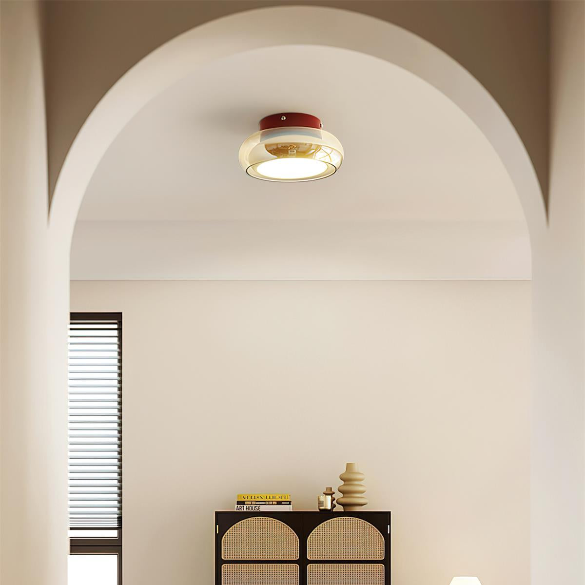 CognacGlow | Elegant Retro Flush Mount Ceiling Light with Glass Shade 4