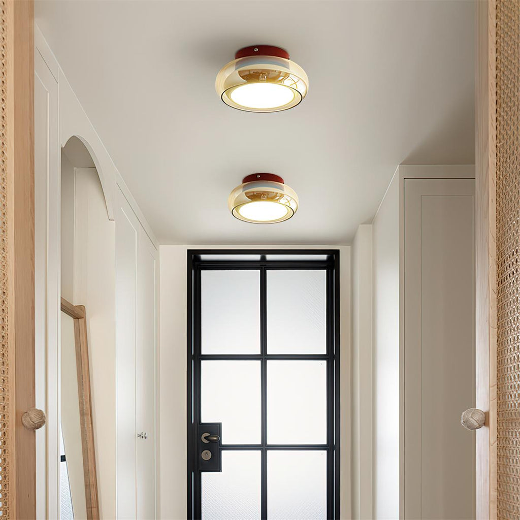 CognacGlow | Elegant Retro Flush Mount Ceiling Light with Glass Shade 6