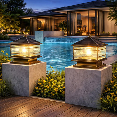 CopperGlow | Elegant Vintage Outdoor LED Fence Post Light Fixture 0