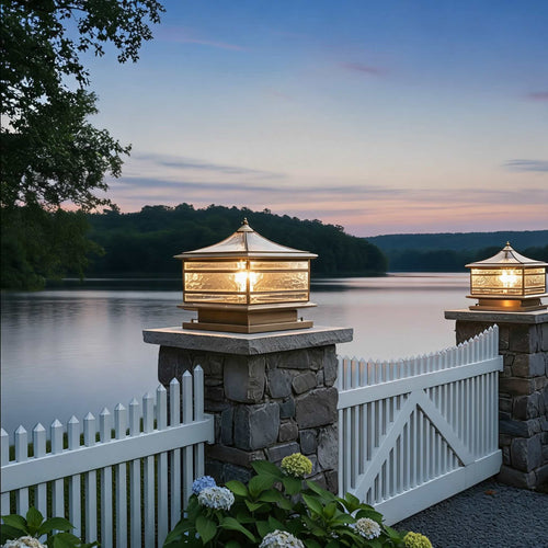 CopperGlow | Elegant Vintage Outdoor LED Fence Post Light Fixture 1