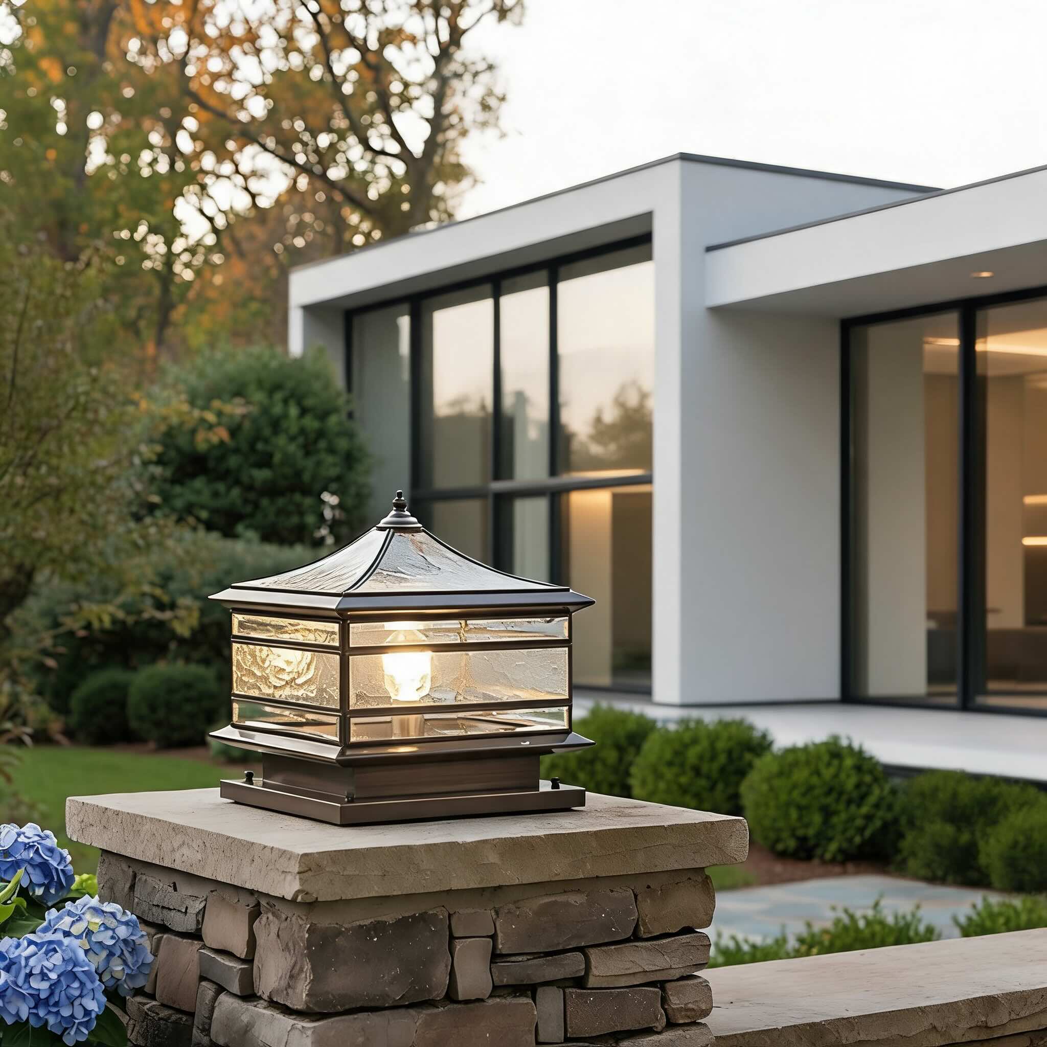 CopperGlow | Elegant Vintage Outdoor LED Fence Post Light Fixture 3