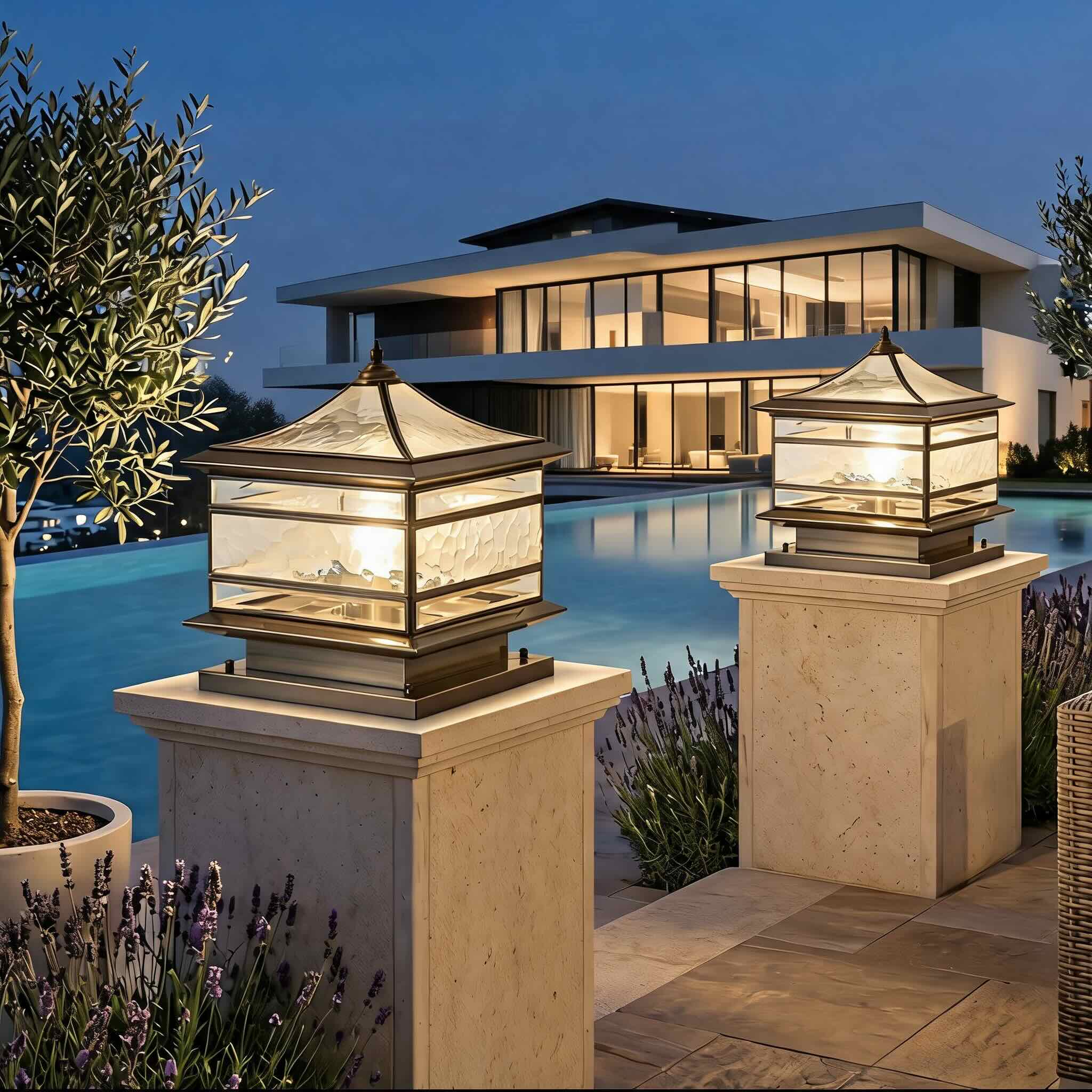 CopperGlow | Elegant Vintage Outdoor LED Fence Post Light Fixture 4