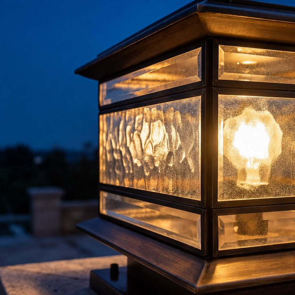 CopperGlow | Elegant Vintage Outdoor LED Fence Post Light Fixture 8