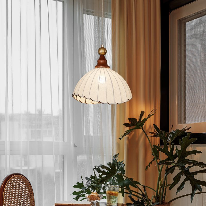 Eldora | Elegant Vintage Fabric Pendant Light with Wood Accents 3