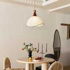 Eldora | Elegant Vintage Fabric Pendant Light with Wood Accents 5