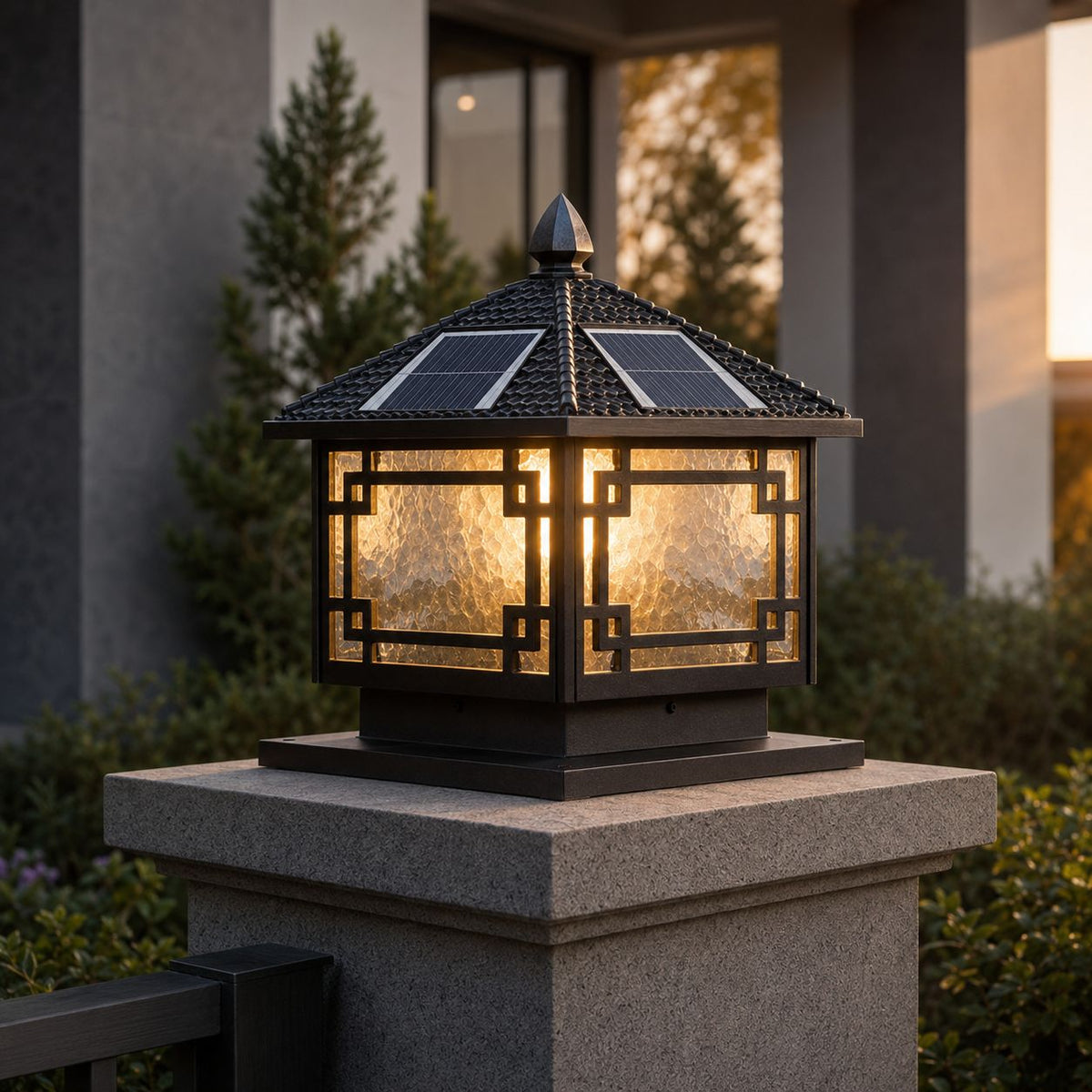 Traditional Outdoor Pillar Light | Solar or Hardwired Lantern, 5 Sizes