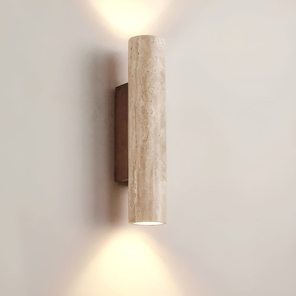 TravertineGlow | Elegant Natural Stone Up & Down Wall Sconce Lighting