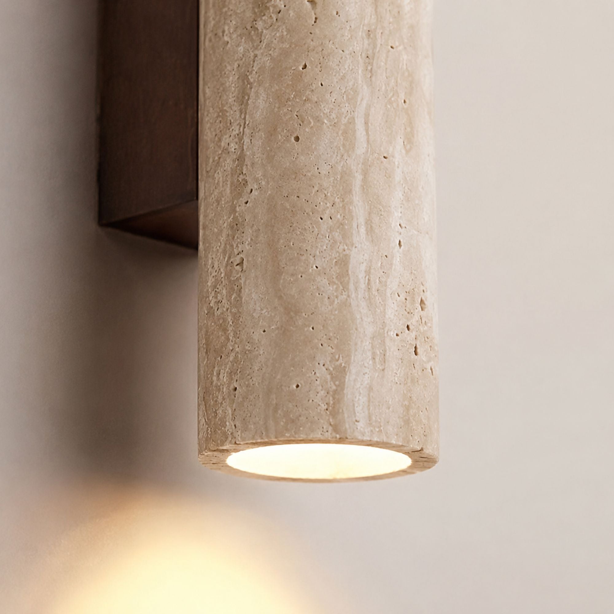 TravertineGlow | Elegant Natural Stone Up & Down Wall Sconce Lighting