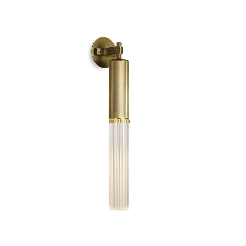 FlumeLight | Elegant Contemporary Brass Reeded Glass Wall Sconce 1