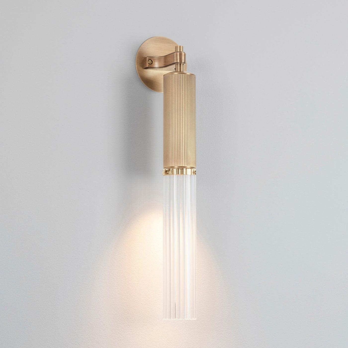FlumeLight | Elegant Contemporary Brass Reeded Glass Wall Sconce 11