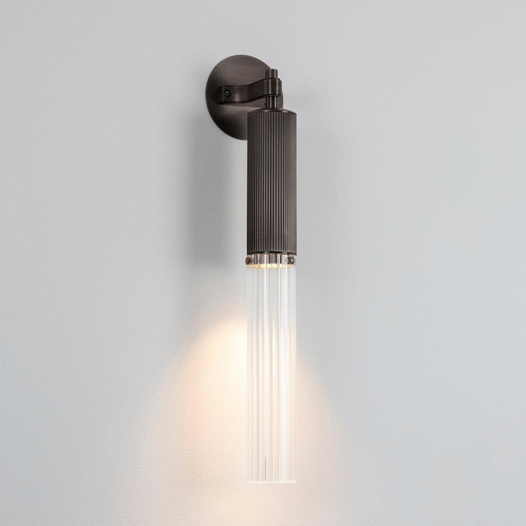 FlumeLight | Elegant Contemporary Brass Reeded Glass Wall Sconce 12