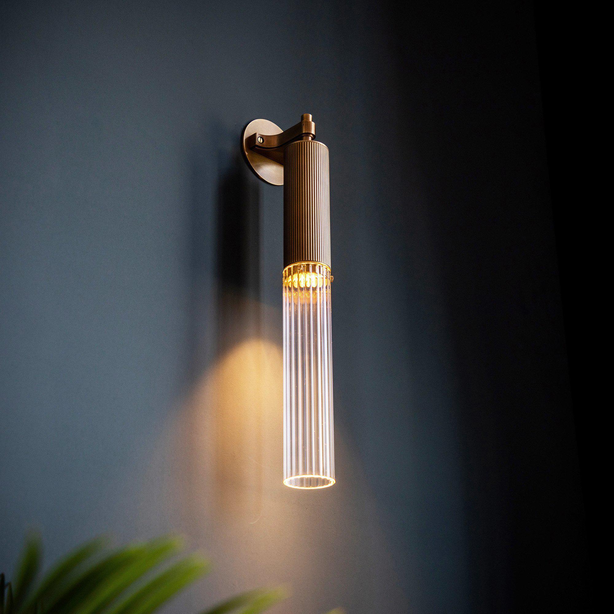 FlumeLight | Elegant Contemporary Brass Reeded Glass Wall Sconce 2